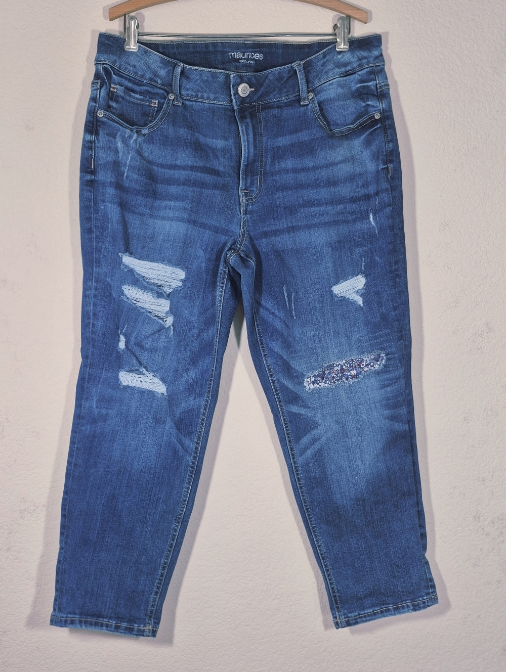 Maurice's Denim Midrise Distressed Ankle Jeans With Stretch